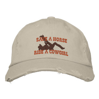 Rettet ein Pferd... Reiten Sie ein Cowgirl! Bestickte Baseballkappe