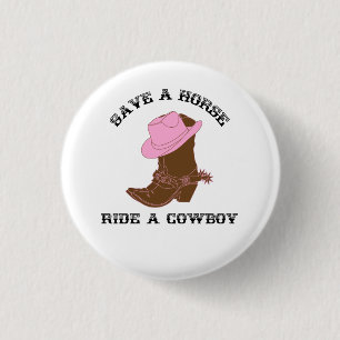 Rettet einen Pferdereiten auf einem Cowboy Button