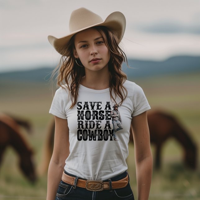 Rettet einen Pferdereiten auf einem Cowboy T-Shirt (Von Creator hochgeladen)