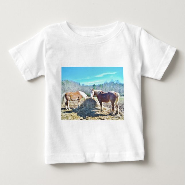 Rettet Pferde, die Heu essen Baby T-shirt (Vorderseite)