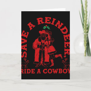 Rettet-Rentiere-Santa-Fahrt-Cowboy-Weihnachten-Lan Karte