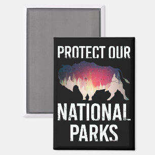 Rettet unsere nationalen Parks Retro Bison Erkunde Magnet