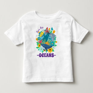 Rettet unsere Ozeane Blumenwal Farbdesign Erde Kleinkind T-shirt
