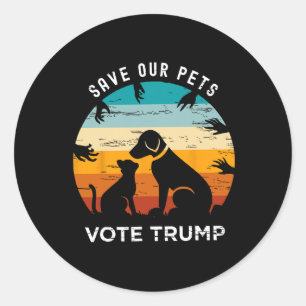 Rettet unsere Tier-Stimme Wählt Trump Lustiger Kat Runder Aufkleber