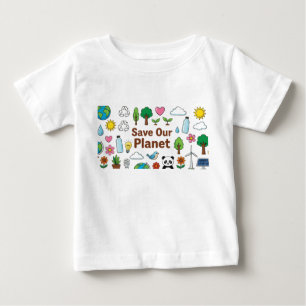 Rettet unseren Planeten Kinderzeichnung Buntstif Baby T-shirt