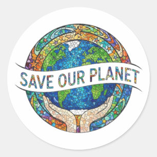 RETTET UNSEREN PLANETEN RUNDER AUFKLEBER