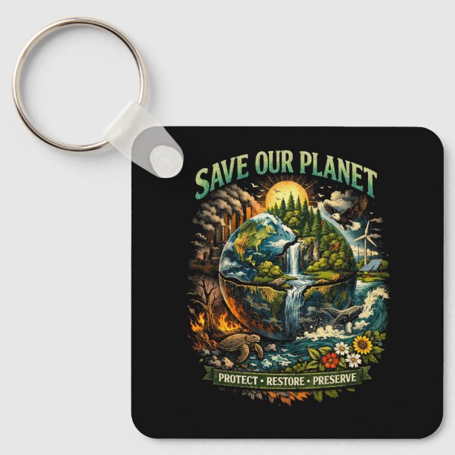 Rettet unseren Planeten Schlüsselanhänger (Vorderseite)