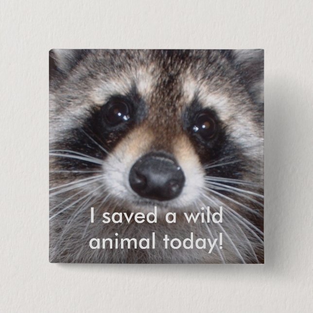Rettete ein wildes Tier - Raccoon Button (Vorderseite)