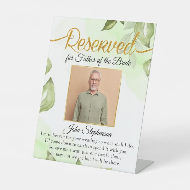 Rettetest einer Sitzbrücke Vater-Foto Hochzeitssem Sockelschild (Vorderseite)