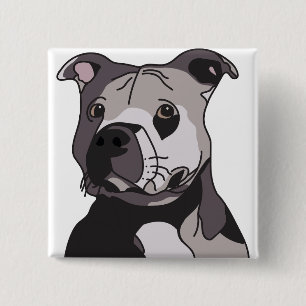 Rettung American Bulldog Pit Bull Terrier Portrait Button
