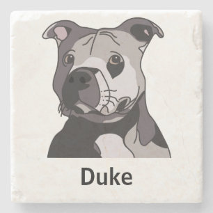 Rettung American Bulldog Pit Bull Terrier Portrait Steinuntersetzer