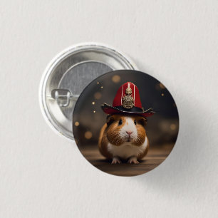 **"Rettung bereit: Guinea Pig in einem Fireman-Hut Button
