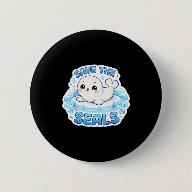Rettung der Robben Liebhaber Earth Day Klimawandel Button (Vorderseite)