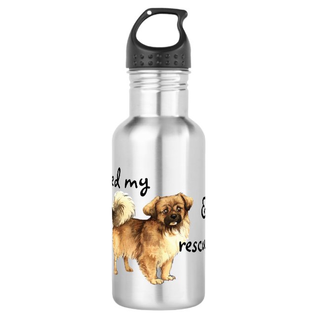 Rettung Tibetan Spaniel Edelstahlflasche (Vorderseite)