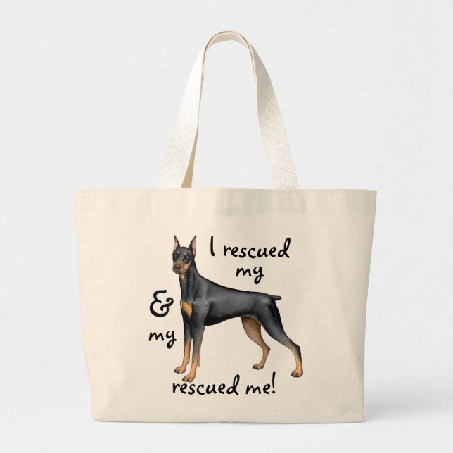 Rettungs-DobermannPinscher Jumbo Stoffbeutel (Vorne)
