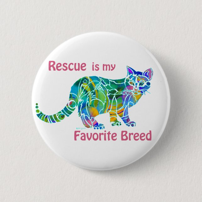 Rettungs-Katzen-buntes Button (Vorderseite)