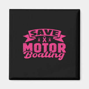 Rettungs-Motorbootfahren Lustiges Brustkrebs-Rosa  Magnet
