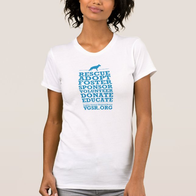 Rettungs-Wortblockblau der Frauen T-Shirt (Vorderseite)