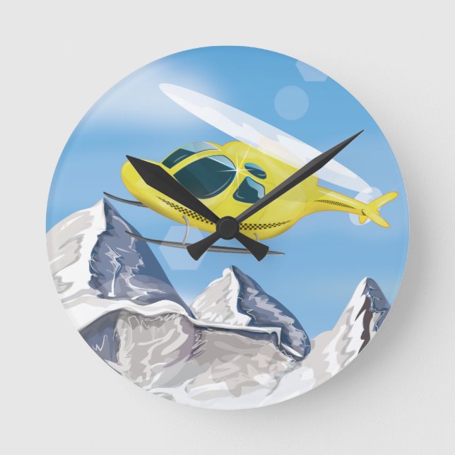 Rettungshubschrauber Runde Wanduhr (Vorderseite)