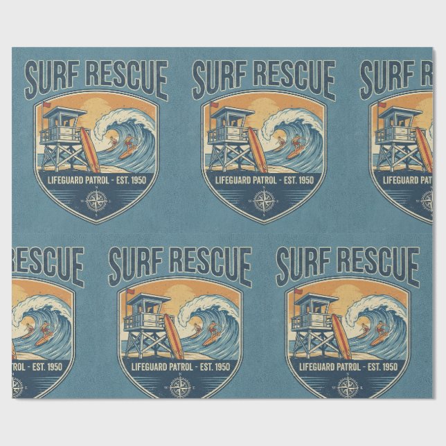Rettungsschwimmer-Patrouille seit 1950 Geschenkpapier (Flach)
