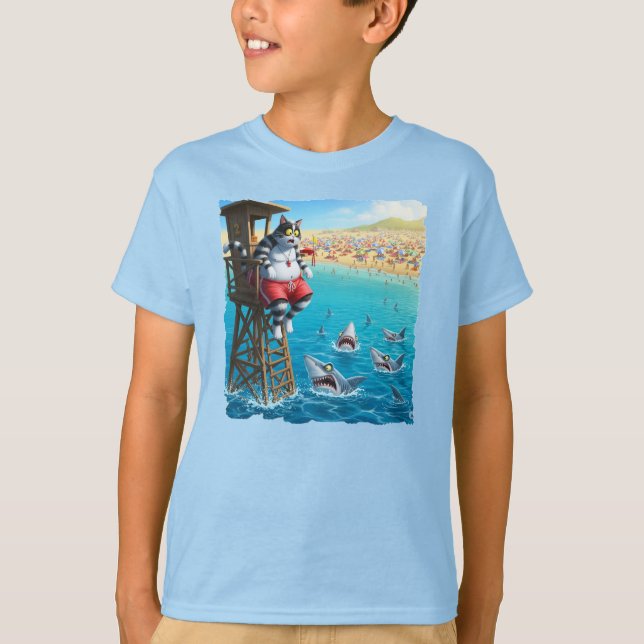 Rettungsschwimmerkatze gefangen von der Flut! T-Shirt (Vorderseite)