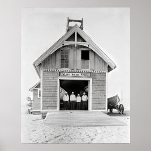 Rettungsstation, 1902. Vintage-Foto Poster