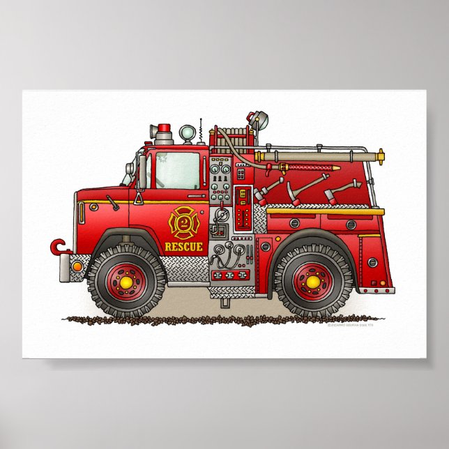 Rettungswagen mit Feuerlöschpumpe Poster (Vorne)