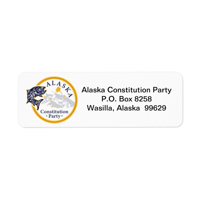 Return Address Label, Alaska Constitution Party (Vorne)