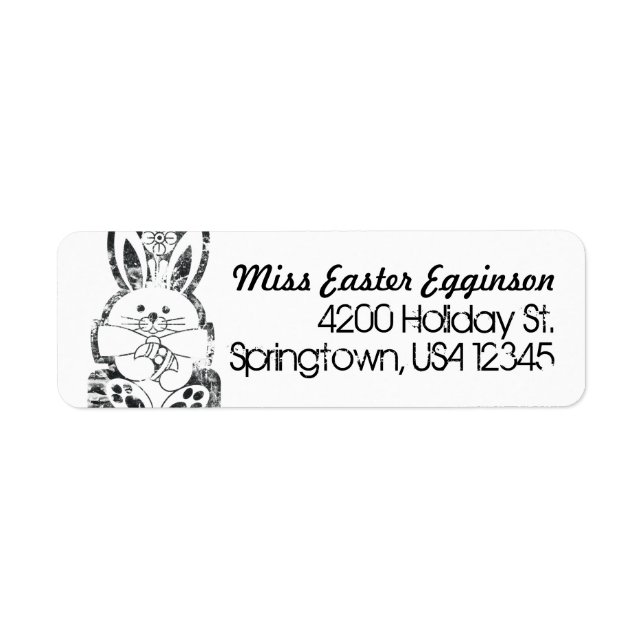 Return Address Label, Retro Easter Bunny Grungy (Vorne)