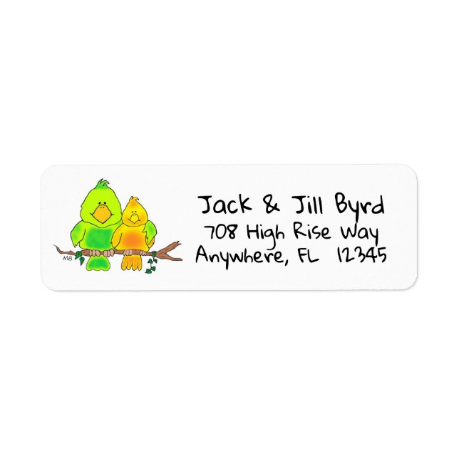 Return Address Label Whimsical Birds (Vorne)
