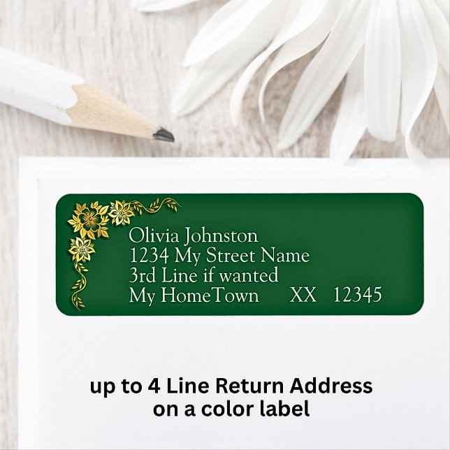 Return Address Labels, Emerald Green & Gold (Von Creator hochgeladen)