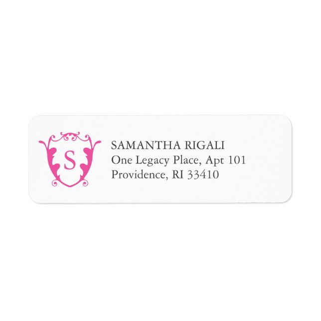 Return Address Labels Vibrant Pink Monogram (Vorne)
