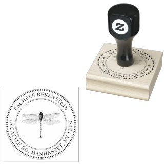 Return Address Stamp Dainty Vintage Damselfly  Gummistempel