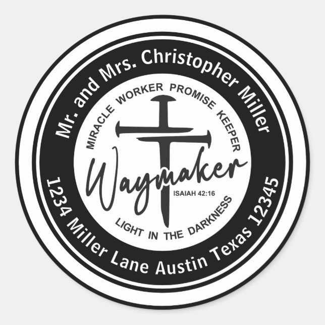 Return Address Waymaker Envelope Seal Runder Aufkleber (Vorderseite)