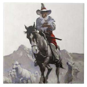 Retuschierter Western Art von NC Wyeth Fliese