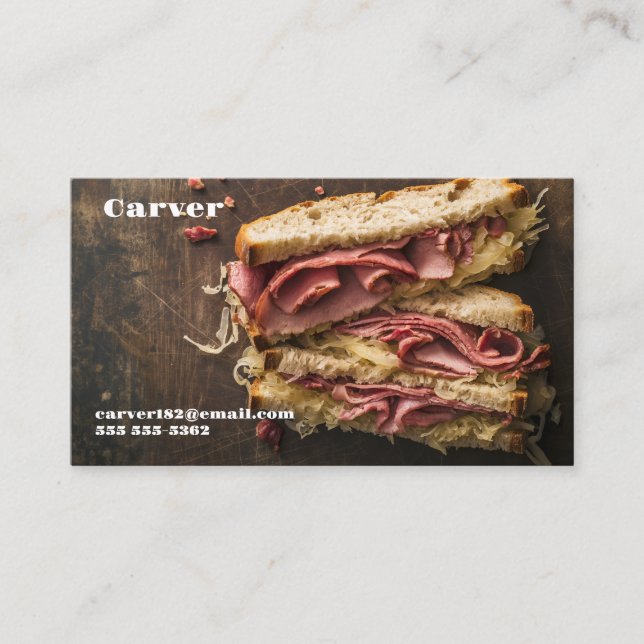 Reuben Sandwich mit Textfläche Visitenkarte (Vorderseite)
