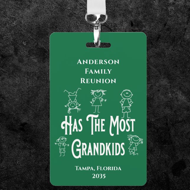 Reunion Grandeltern Award - Most Grand Kids Ausweis (Has the most grandkids family reunion prize badge. Proudly wear this at your next reunion. )