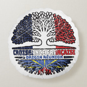 Réunion Réunionese France Tree Roots Flag Rundes Kissen