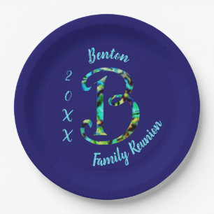 Reunon Retro Krawatte-FarbLetter B Monogramm Pappteller