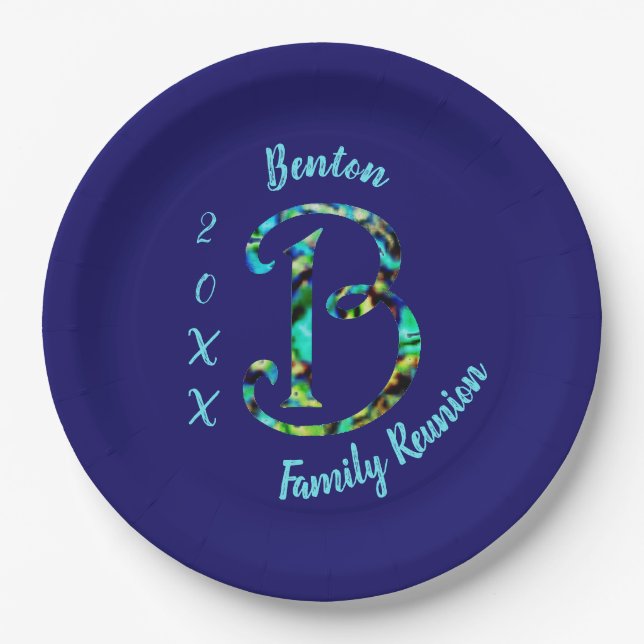 Reunon Retro Krawatte-FarbLetter B Monogramm Pappteller (Vorderseite)