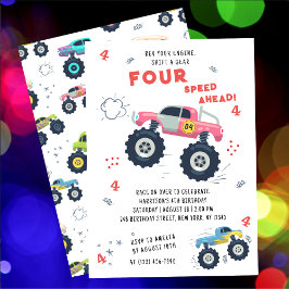 Rev your Motor 4th Birthday Monster Car Trucks Einladung