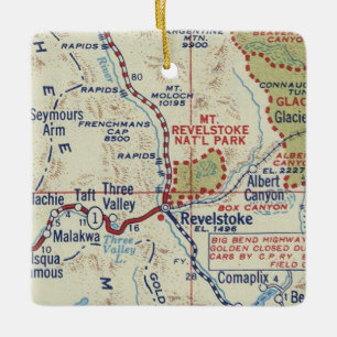 Revelstock BC Vintag Map Keramikornament