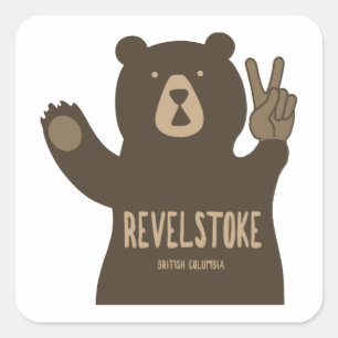 Revelstok British Columbia Peace Bear Quadratischer Aufkleber