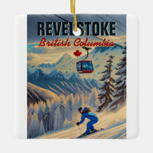 Revelstoke BC Canada Mountain Skiing Vintag in den Keramikornament