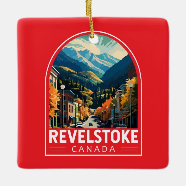Revelstown Canada Travel Art Vintag Keramikornament (Vorderseite)