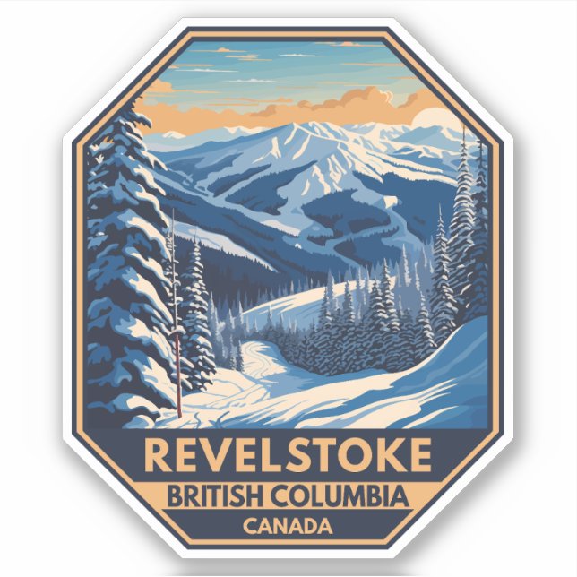 Revelstown Canada Winter Vintag Aufkleber (Vorderseite)