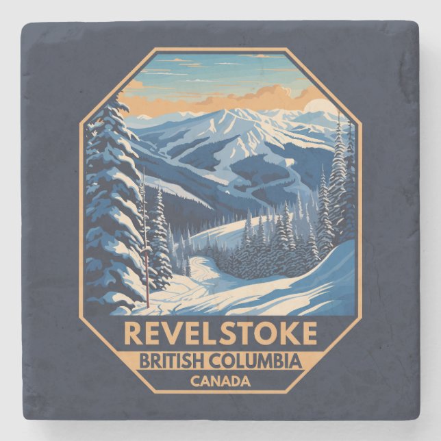 Revelstown Canada Winter Vintag Steinuntersetzer (Vorderseite)