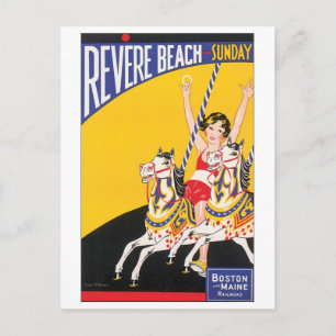 Revere Beach Travel Poster Postkarte