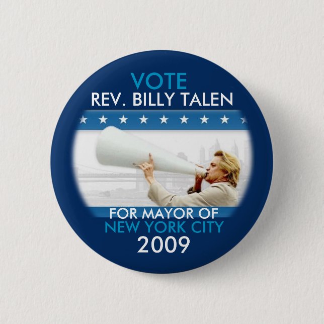 Reverend Billy Talen für NYC Bürgermeister Pin Button (Vorderseite)