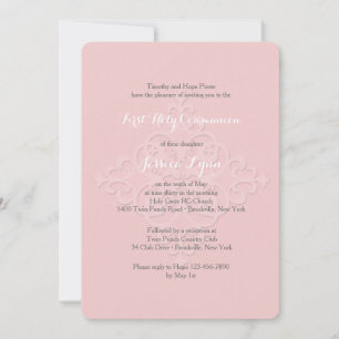 Reverent Cross Religious Invitation Pink Einladung